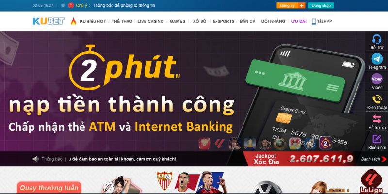 Thao tác nạp tiền Kubet tương đối nhanh chóng và rất an toàn 